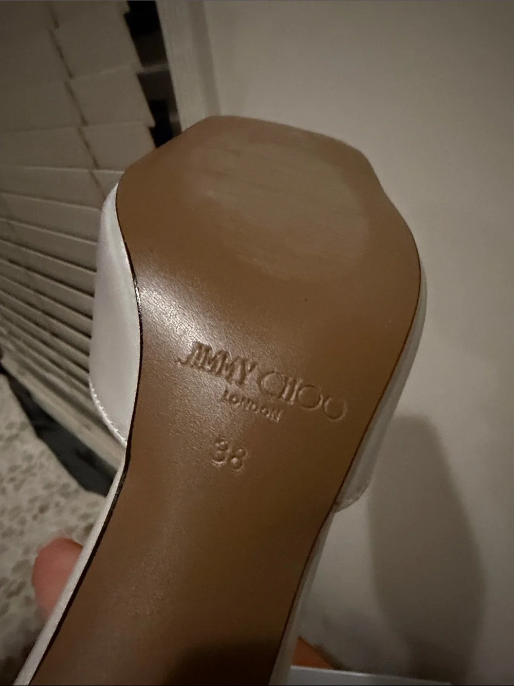 Jimmy Choo White Satin Slide Mules - Picture 3 of 5